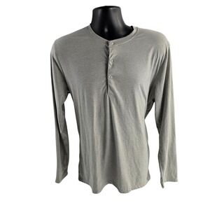 7 Diamonds Core Long Sleeve Henley Shirt Mens Size Medium Gray Casual Style